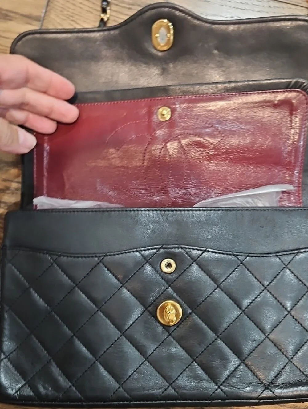 Vintage CHANEL Black Quilted Leather Shoulder Bag with Gold And SilveCC Hardware